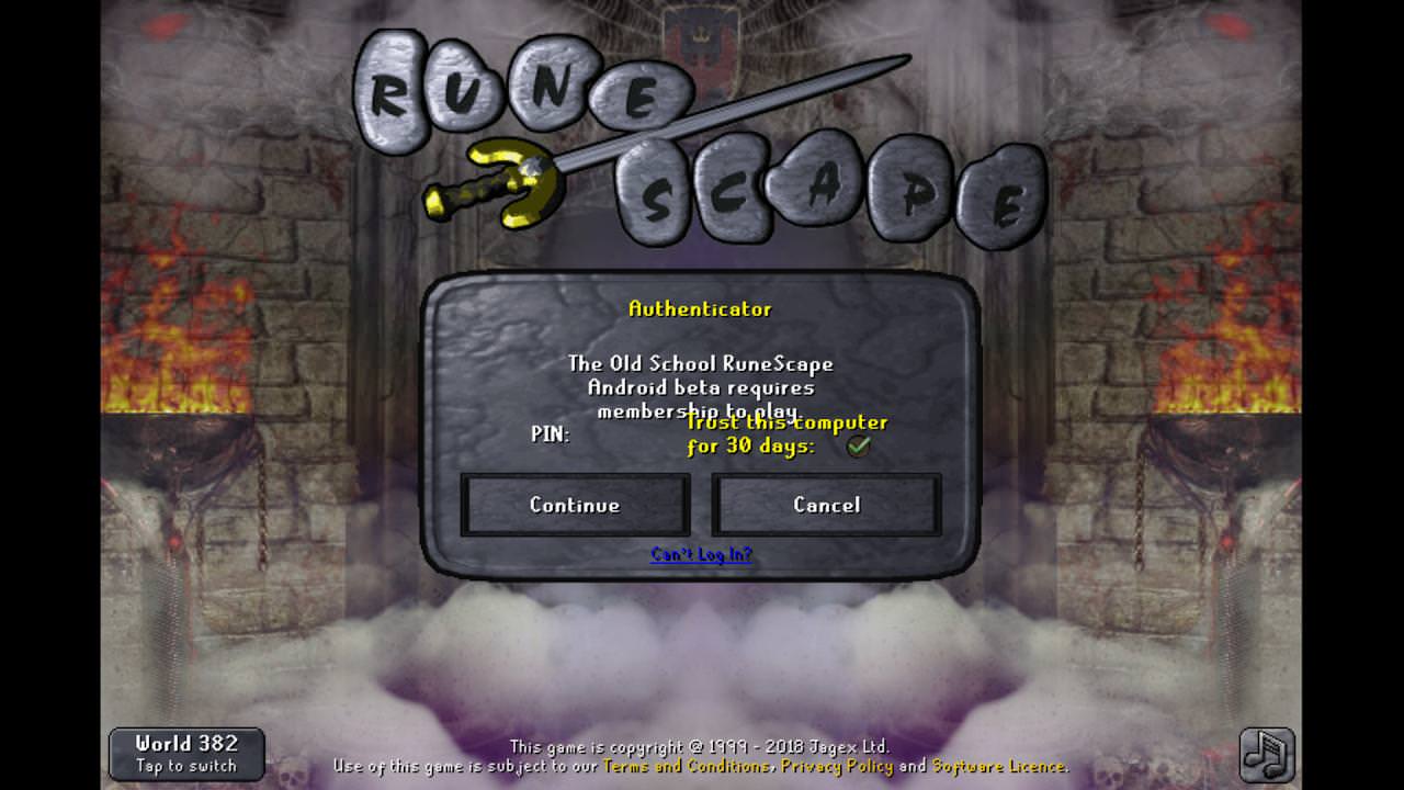 OSRS home screen authenticator